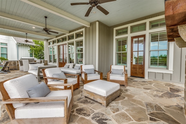 view of patio / terrace featuring an outdoor hangout area and ceiling fan