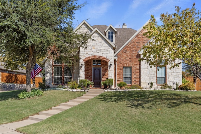 view of front facade featuring a front lawn