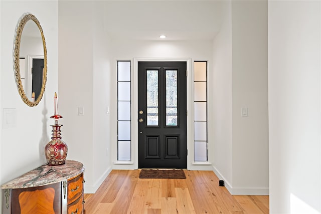 foyer with light hardwood / wood-style floors