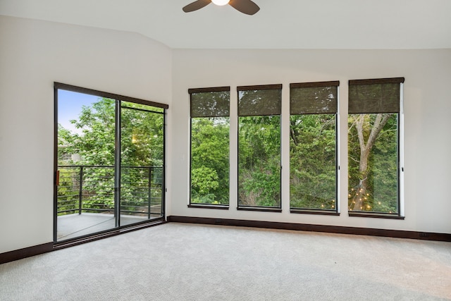 unfurnished room featuring lofted ceiling, rail lighting, and light hardwood / wood-style flooring