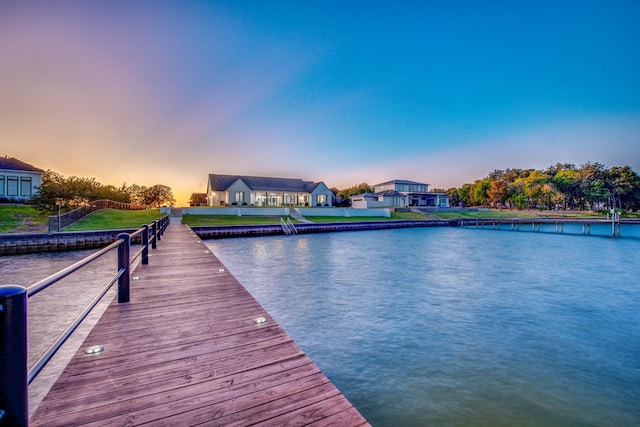 view of dock featuring a water view