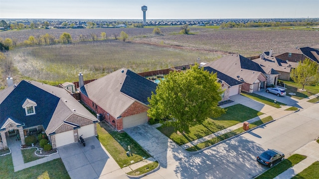 aerial view featuring a rural view