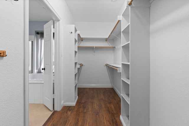 spacious closet with wood finished floors