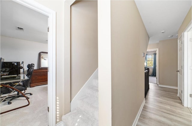 hall featuring light hardwood / wood-style floors