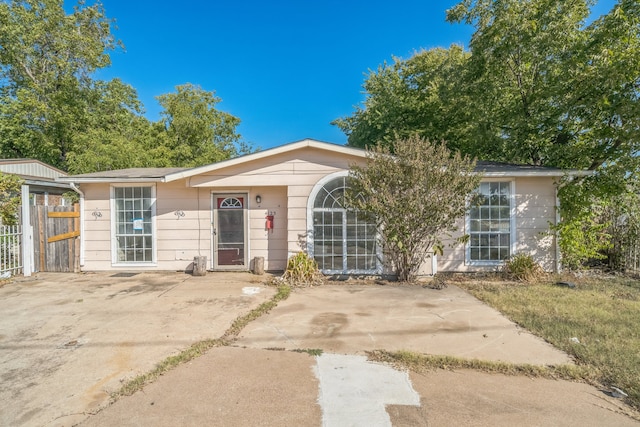 view of single story home