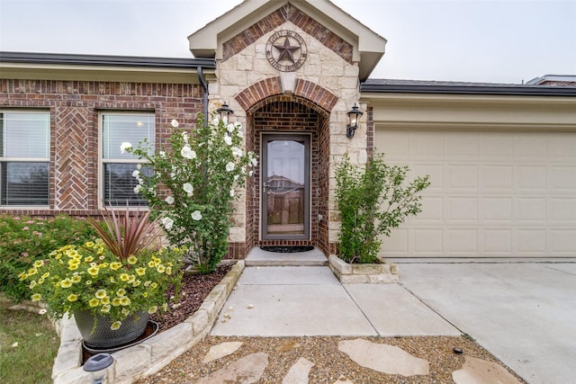 entrance to property featuring a garage