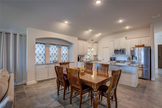 4035 Three Forks Rd, Kaufman, TX 75142 - dining space with vaulted ceiling and recessed lighting