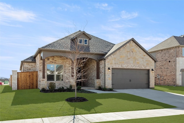 view of front of home with a garage and a front yard