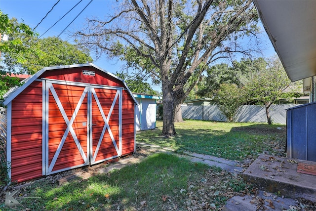 view of outbuilding with a lawn