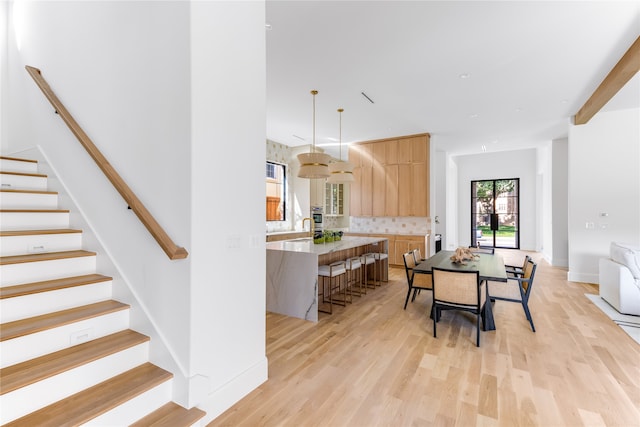 dining room with light hardwood / wood-style flooring