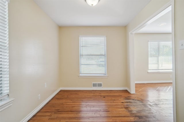 spare room featuring wood-type flooring