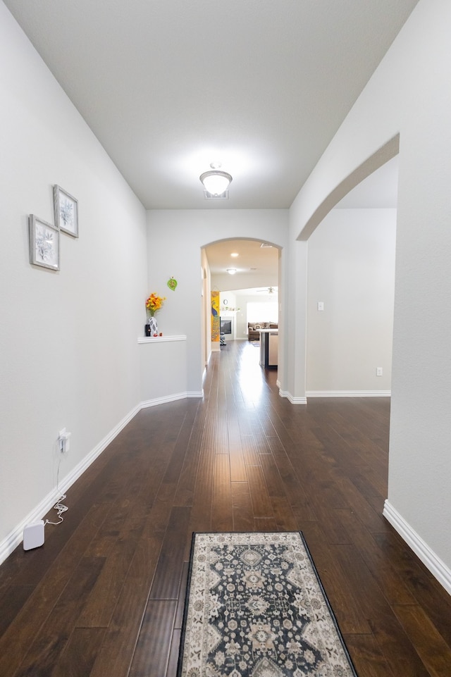 hall featuring dark hardwood / wood-style floors