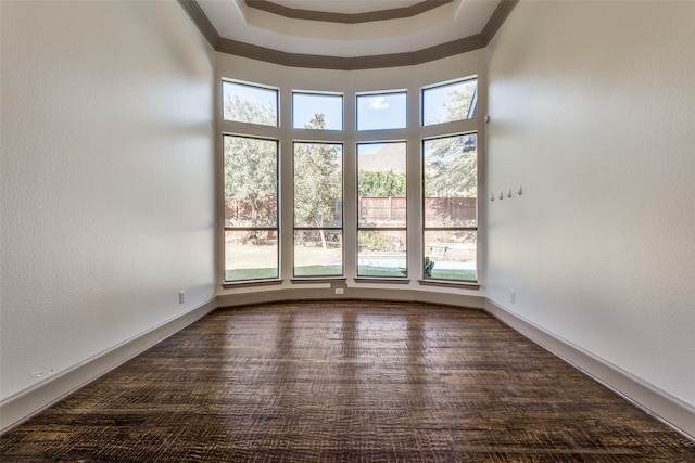 empty room featuring crown molding and a healthy amount of sunlight