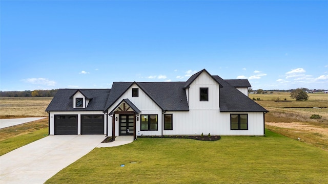 1230 Dixie Estates Way, Whitesboro, TX 76273 - modern farmhouse with concrete driveway, a front yard, french doors, and a shingled roof