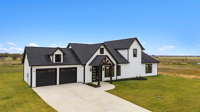 1230 Dixie Estates Way, Whitesboro, TX 76273 - modern farmhouse with a front lawn, concrete driveway, an attached garage, and board and batten siding