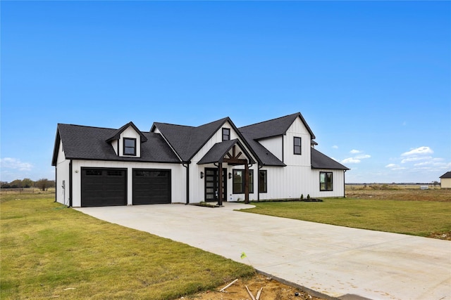 1230 Dixie Estates Way, Whitesboro, TX 76273 - modern farmhouse style home with a garage, driveway, a front yard, and board and batten siding