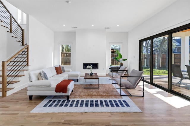 living room featuring light wood-type flooring