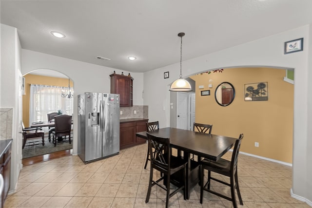 view of tiled dining space