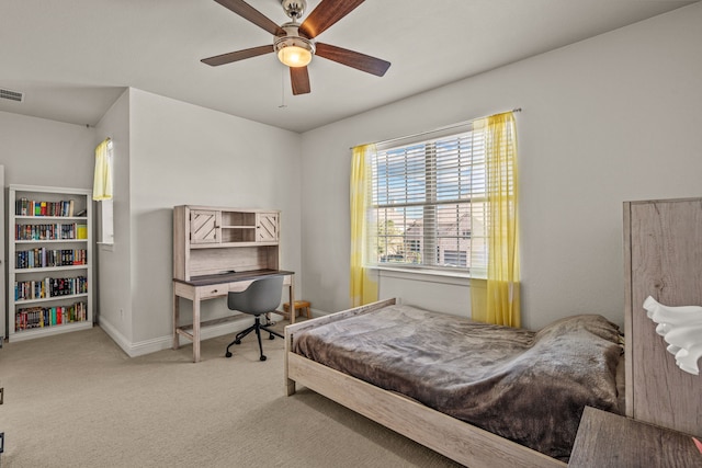 bedroom with carpet floors and ceiling fan