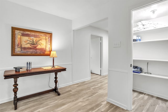 hall featuring light wood-type flooring