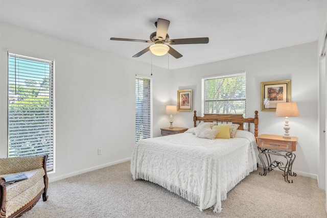 bedroom featuring carpet and ceiling fan