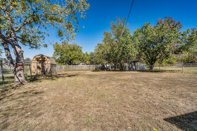 view of yard with a storage unit