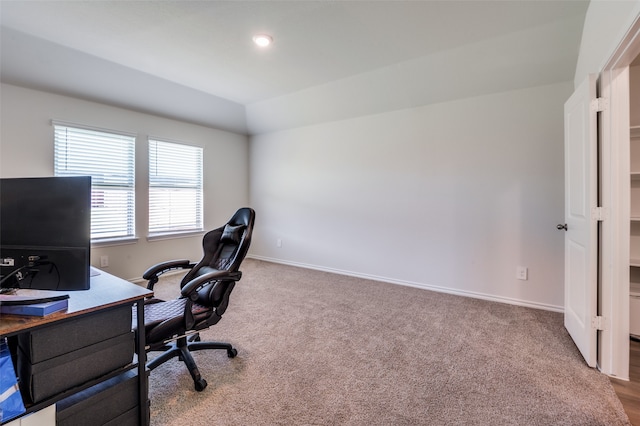 view of carpeted office space