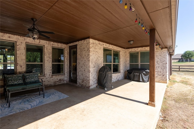 view of patio / terrace featuring grilling area and ceiling fan