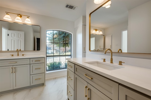 bathroom with vanity and plenty of natural light