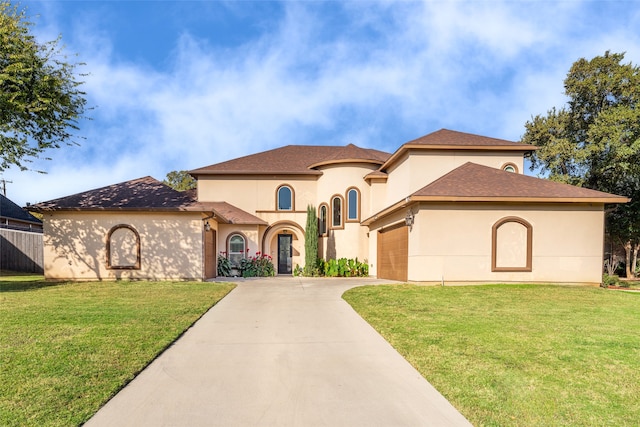 mediterranean / spanish-style house with a front lawn