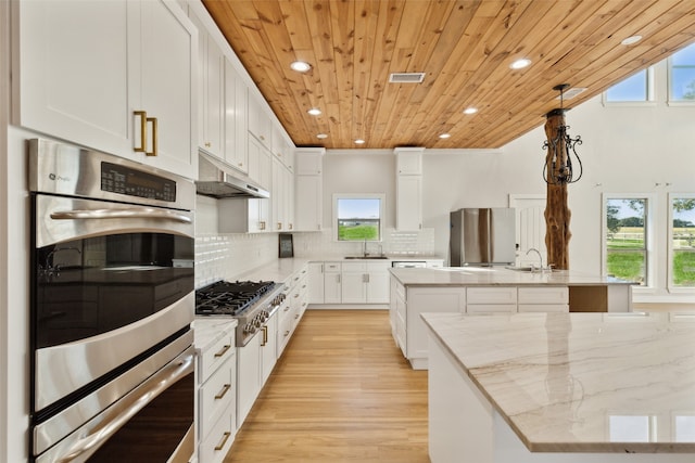 kitchen featuring white cabinetry, a healthy amount of sunlight, and appliances with stainless steel finishes