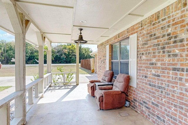 view of patio / terrace with covered porch and ceiling fan