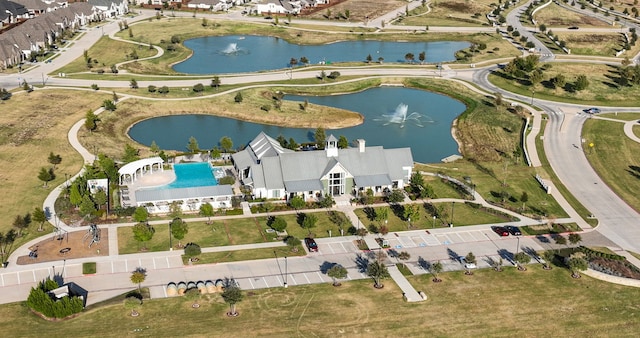 bird's eye view featuring a water view