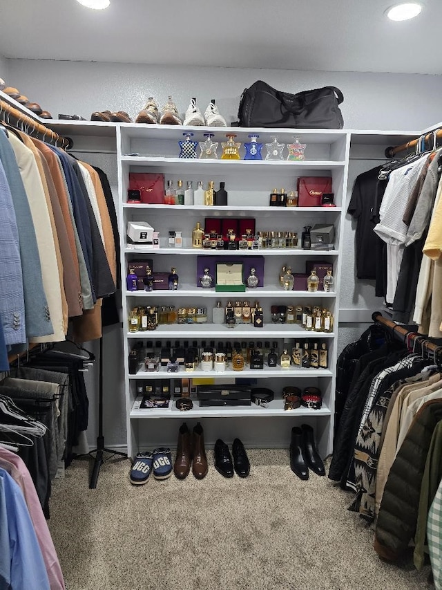 spacious closet with carpet floors