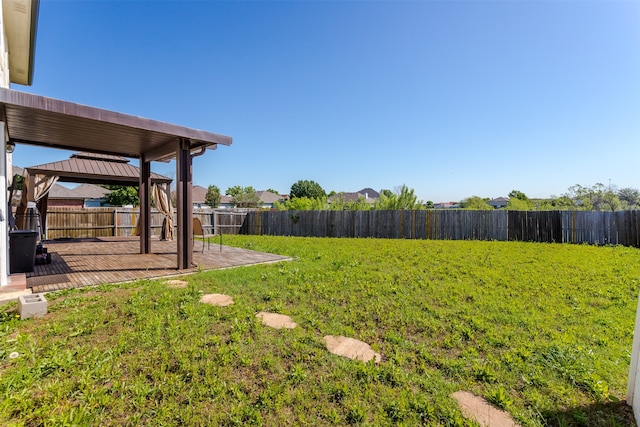 view of yard featuring a gazebo and a patio