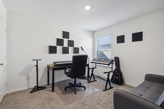 view of carpeted home office