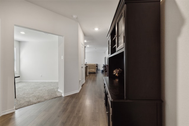 hall featuring dark hardwood / wood-style floors