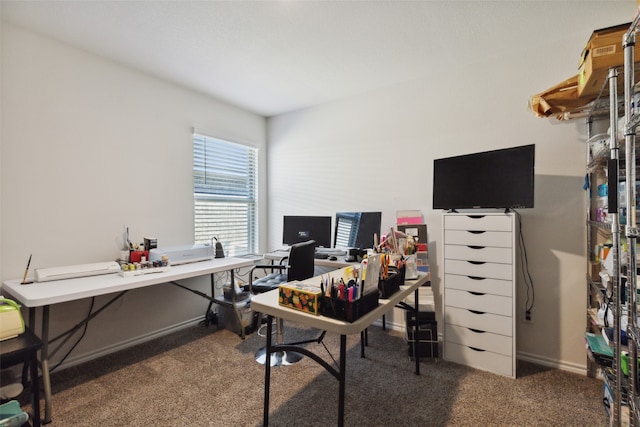 view of carpeted home office