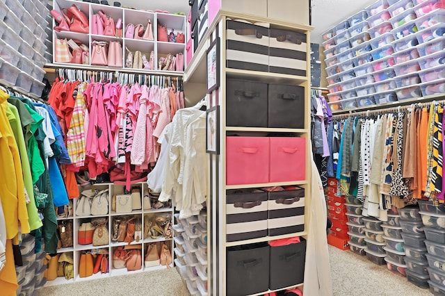 spacious closet with carpet floors