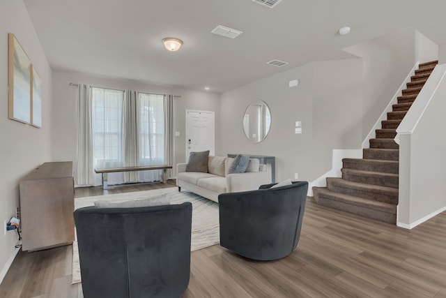 living room featuring wood-type flooring