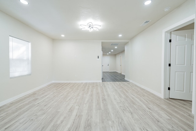 interior space with light hardwood / wood-style floors