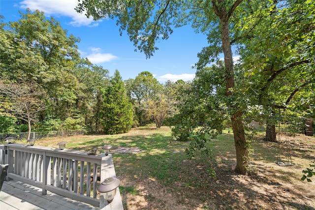 view of yard with a deck