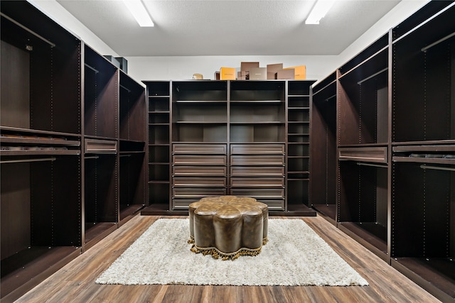 walk in closet featuring wood-type flooring