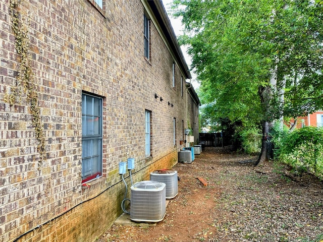 view of home's exterior featuring central air condition unit