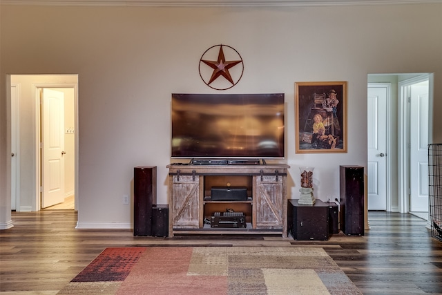 living room with wood-type flooring