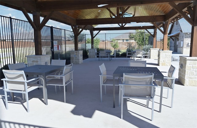 view of patio featuring a gazebo