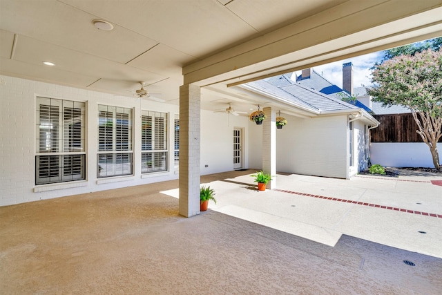 view of patio / terrace featuring ceiling fan