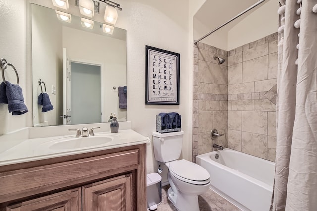 full bathroom featuring vanity, toilet, and shower / bath combo