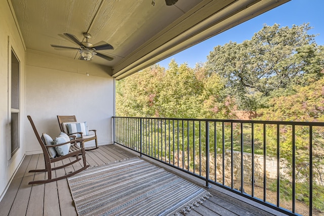 balcony with ceiling fan