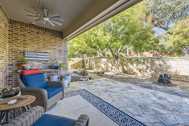 view of patio / terrace with ceiling fan